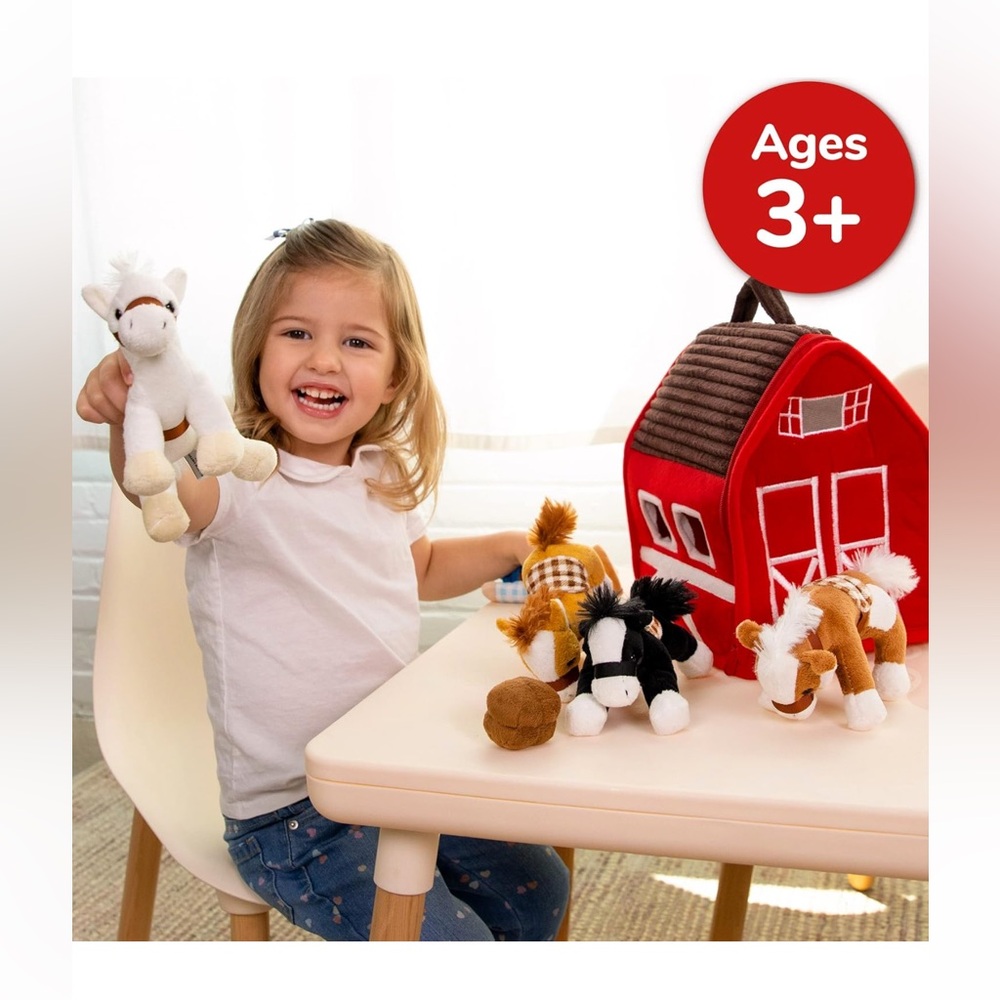 Prextex Farm Adventure Plush Barn Set Horses Farmer Zip Soft Toddler Toy Handle - Picture 13 of 15